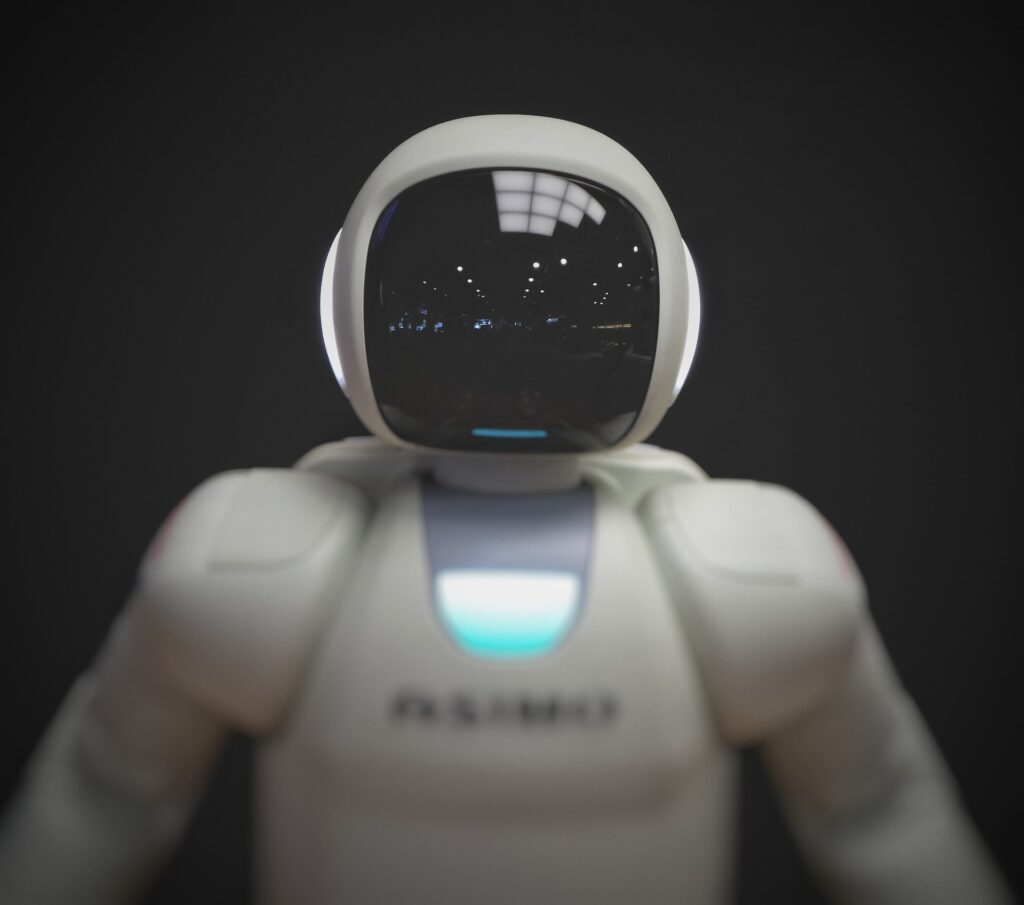 Photograph of an AI-powered robot that looks like an astronaut.