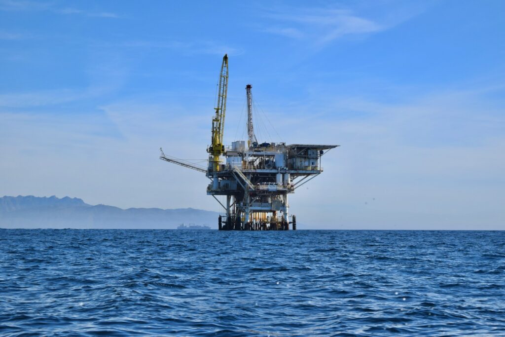 Picture of an offshore petroleum plant being built.