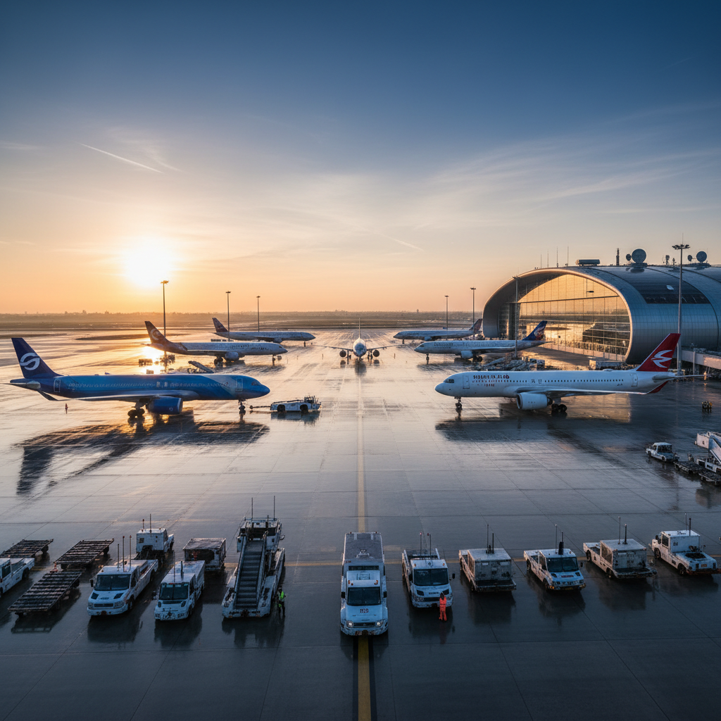 Wide view of airport hangar and aircraft representing global aviation gps tracking solutions for fleet management.