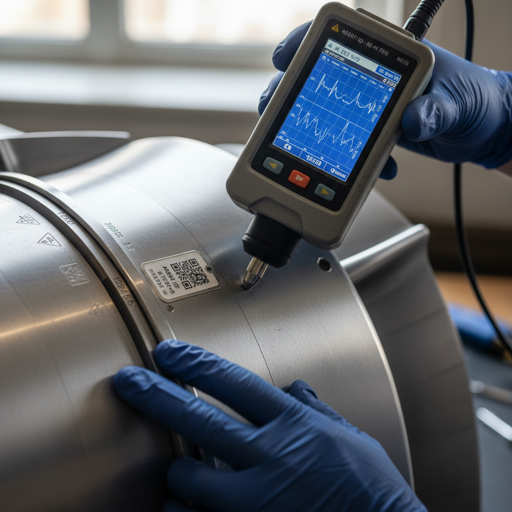 A close up of a technician scanning a part while reducing aircraft downtime with asset tracking in a repair shop.