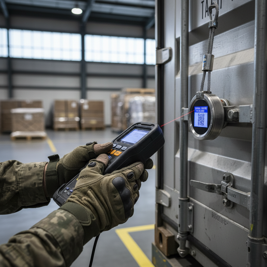 Close up of a logistics worker scanning a tracking label to maintain the air cargo chain of custody for a shipment.