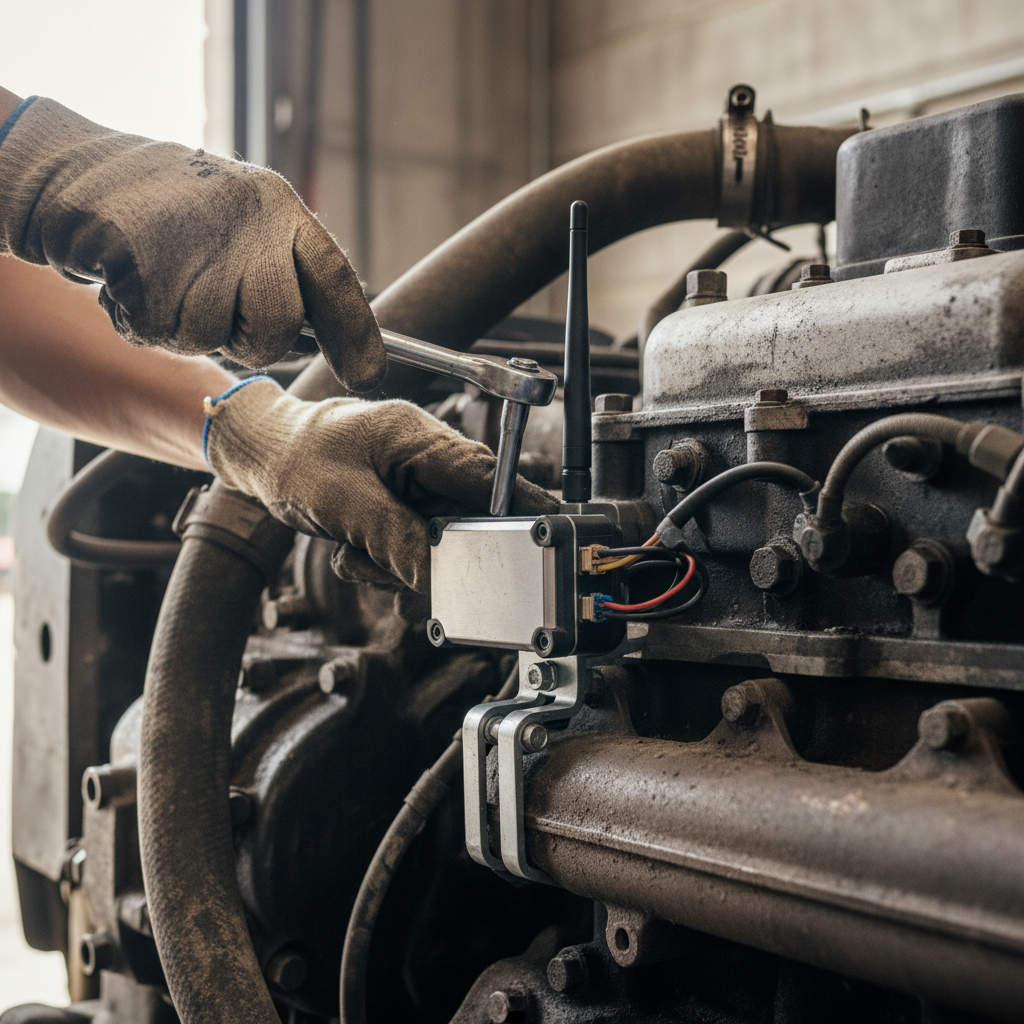 Close up of a technician installing a digital sensor to support an asset tracking business case for equipment.