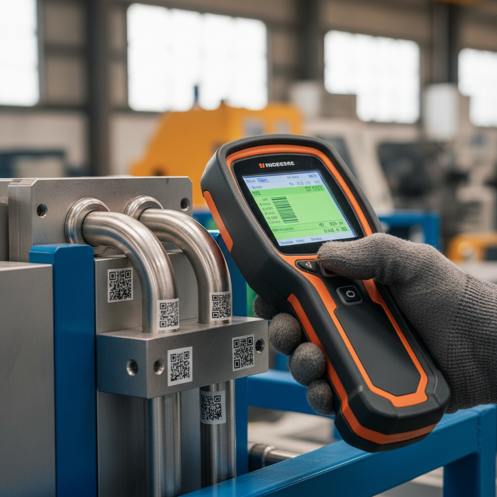 Close up of a technician using a scanner to manage asset tracking challenges with high tech equipment in a factory.
