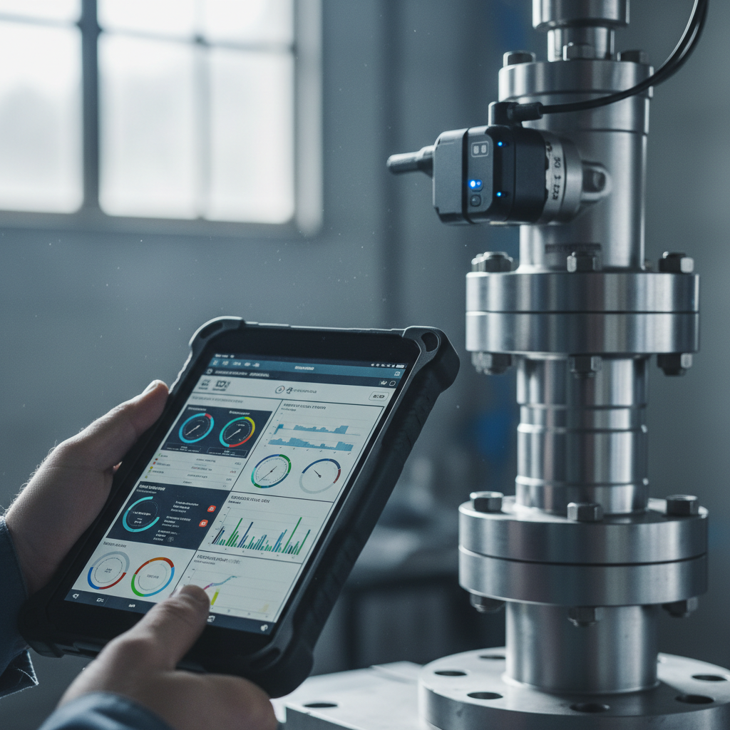 Close up of a technician checking sensor data on a tablet as part of advanced industrial iot solutions for maintenance.