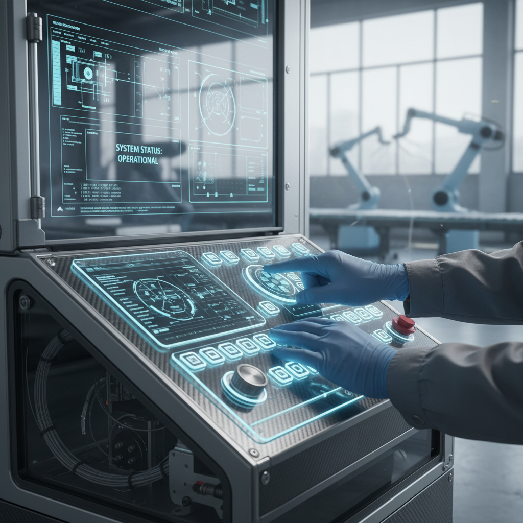 Close up of a technician operating a digital interface on machinery showing what is industry 4.0 technical precision.