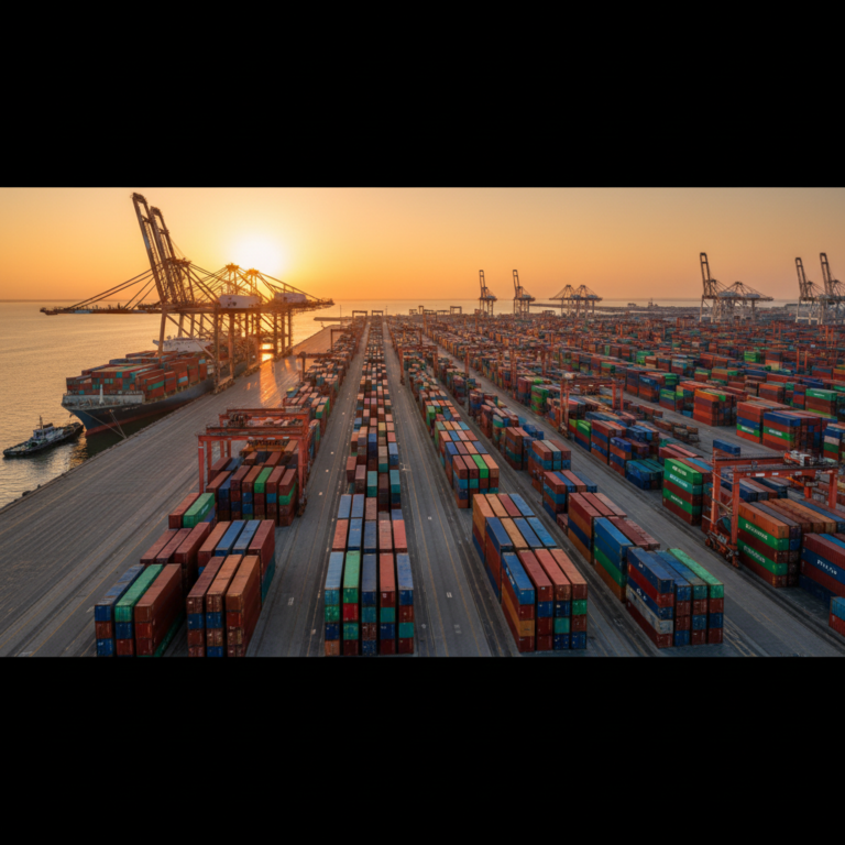 Wide view of a busy cargo port terminal showing containers and cranes to explain how to track ocean shipment accurately.