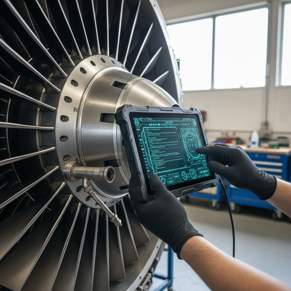 Close up of engine inspections showing how aviation companies reduce asset losses with precise technical monitoring.